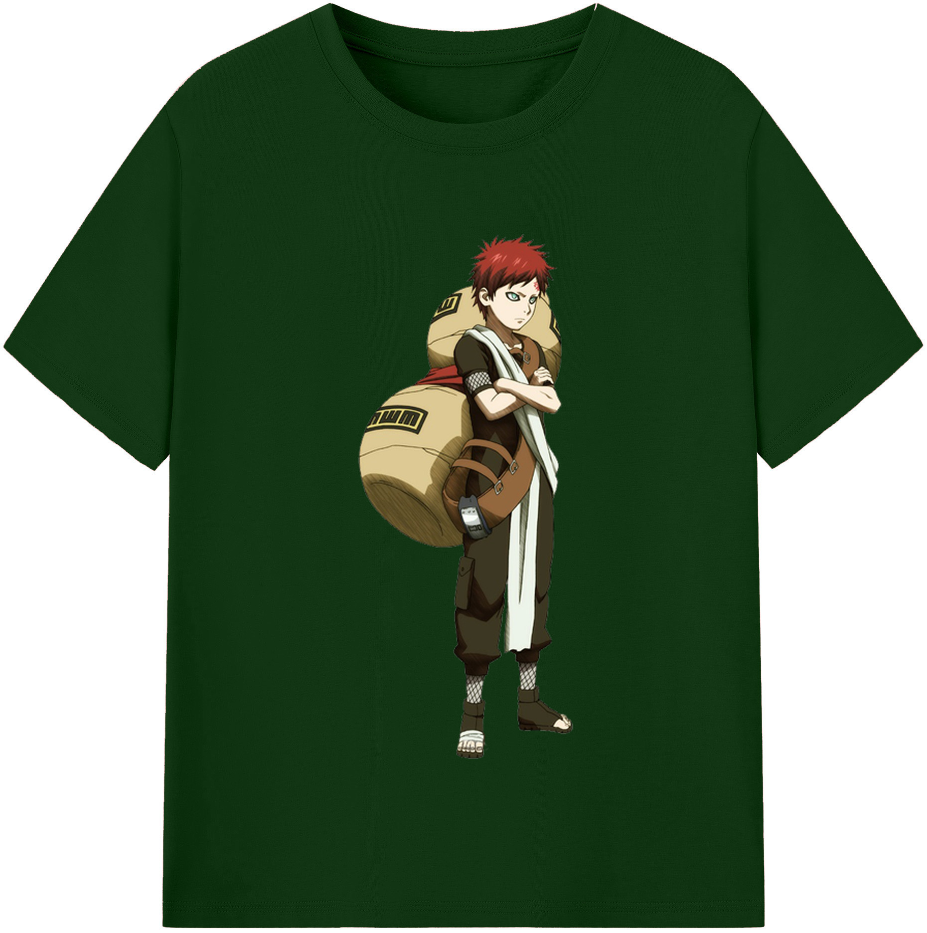 （画像用） NARUTO -ナルト- ガアラ Gaara 綿100％半袖Tシャツ（フロントプリント）